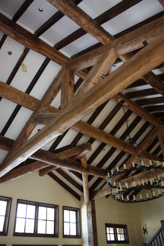 Rustic reclaimed ceiling beams for sale at Superior Hardwoods of Montana