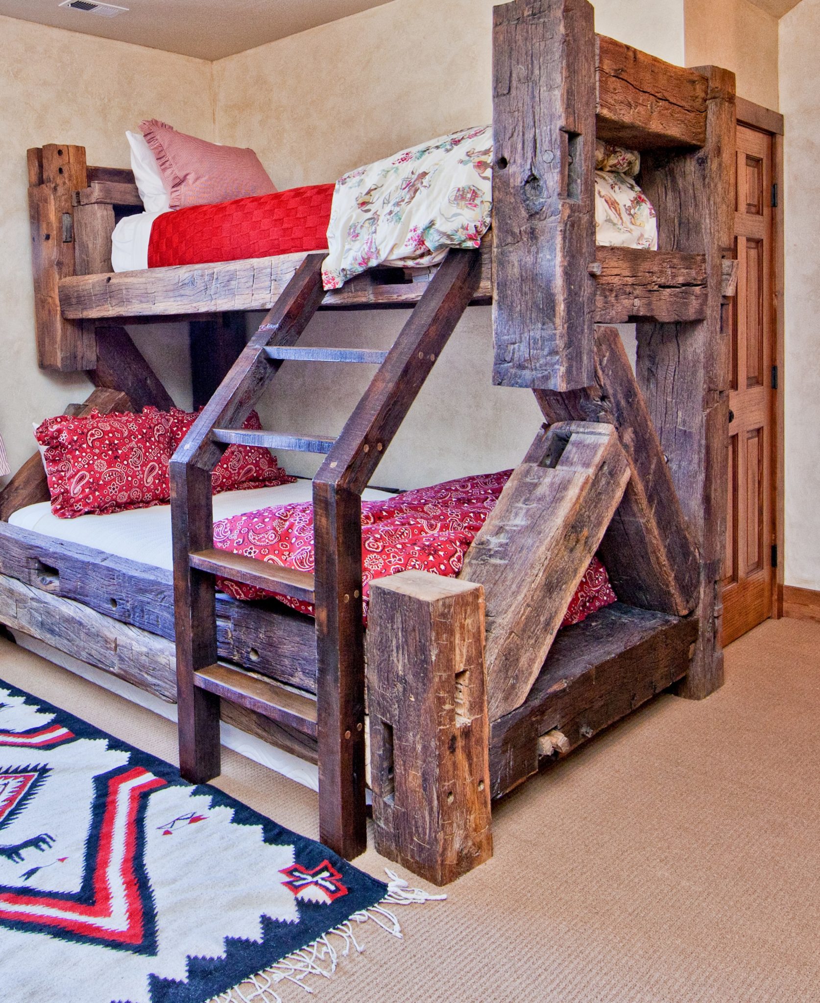 Hand Hewn Beam Furniture A Rustic, Reclaimed Wood Bunk Beds