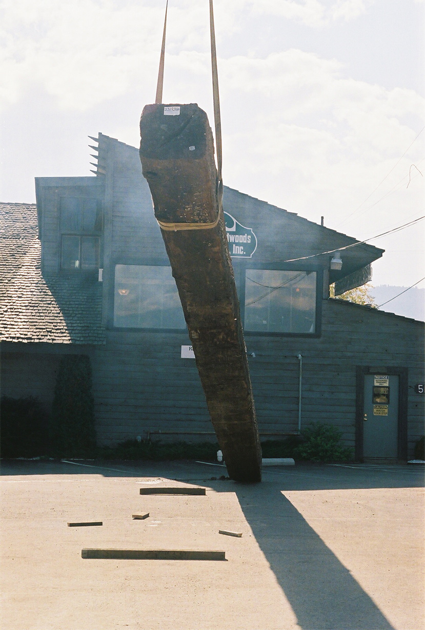 Lumber Post Moved by Crane