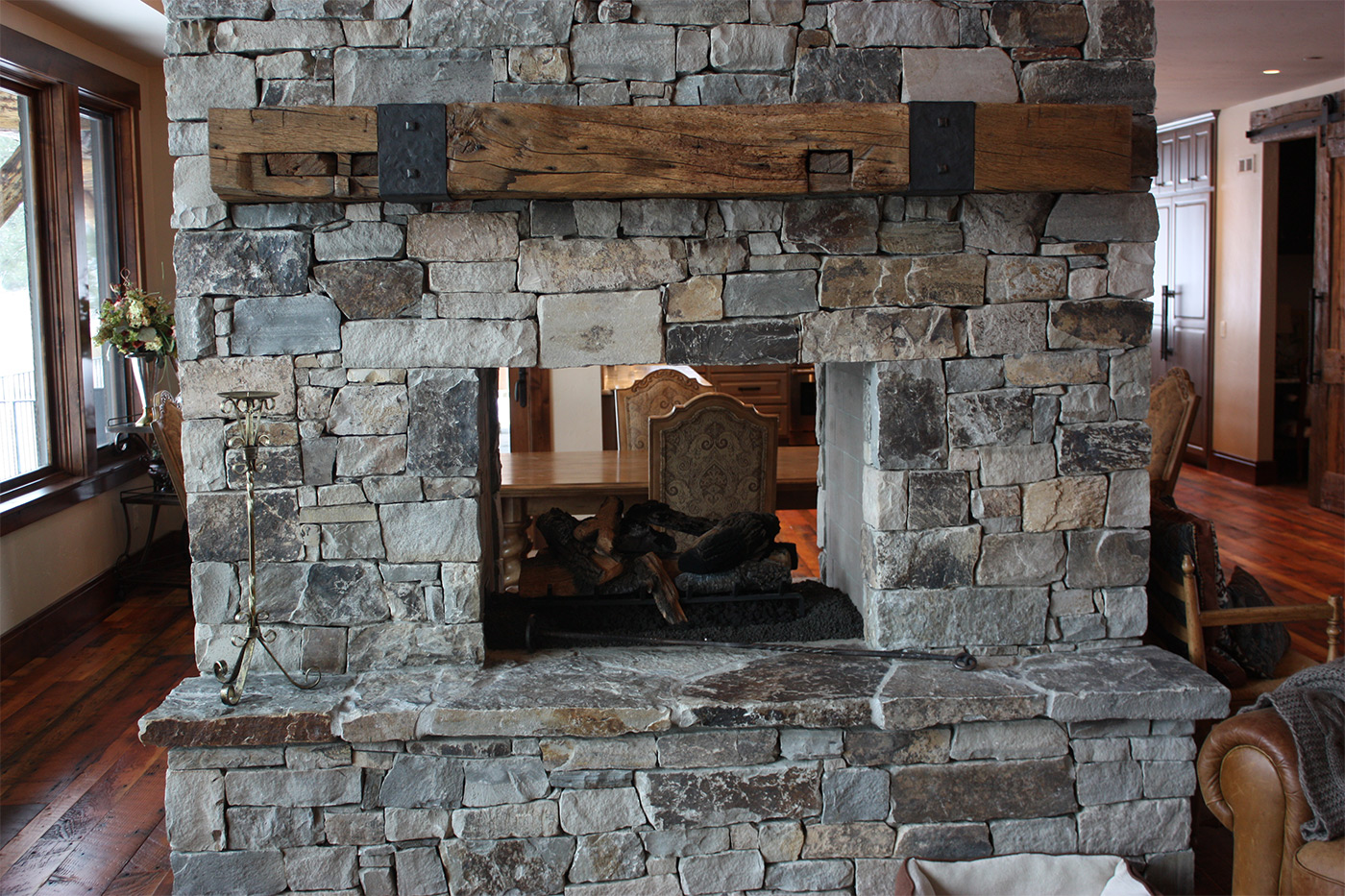 Wood & Stone Fireplace Mantel