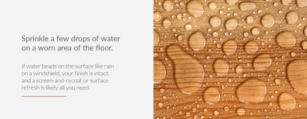 droplets of water on wood